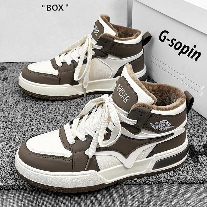 

Мужская обувь зимняя бархатная толстая подошва обувь повседневная универсальная с высоким верхом спортивная обувь студенческая обувь теплая обувь-хлебцы 44