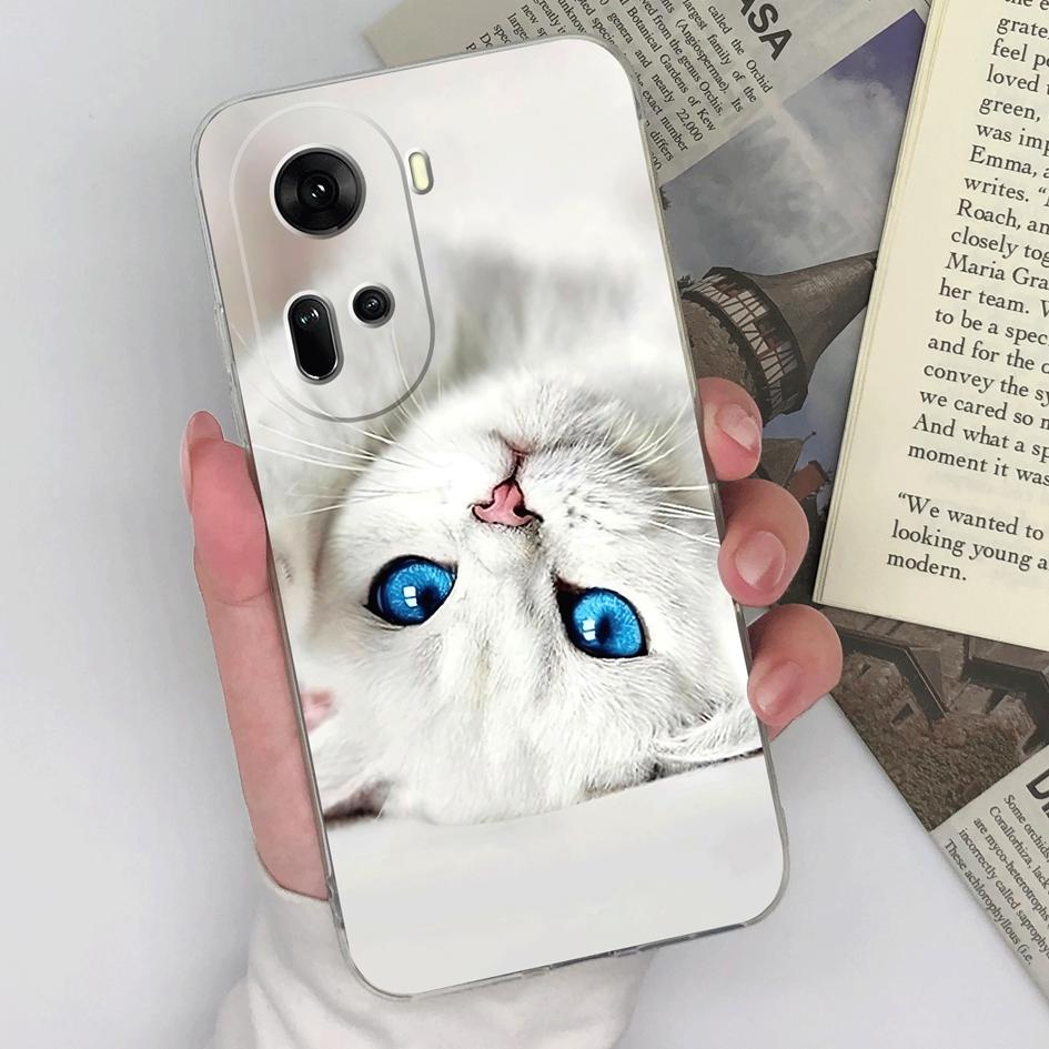 Kryty a pouzdra pro OPPO Realme P1 12 Lite Pro Find X7 Ultra Reno 11 Roztomilá sova kočka Průhledné pouzdro na telefon Ochranná fólie Měkké TPU silikonové pouzdro pro OPPO