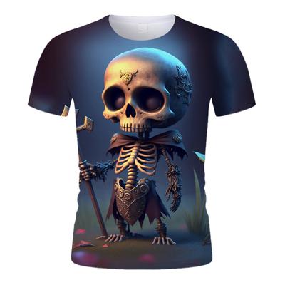 Q Editie Schattige Schedel Zomer Mannen T-shirts Lichtgewicht Ademend Casual Kinderen Ronde Hals Korte Mouw Streetwear Oversized Tops