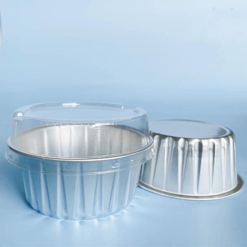 50Pcs Foil Ramekins Cupcake Baking Cups Holders Cases With Lid,Aluminum Foil Cupcake Liners,Muffin Liners Cups With Lid