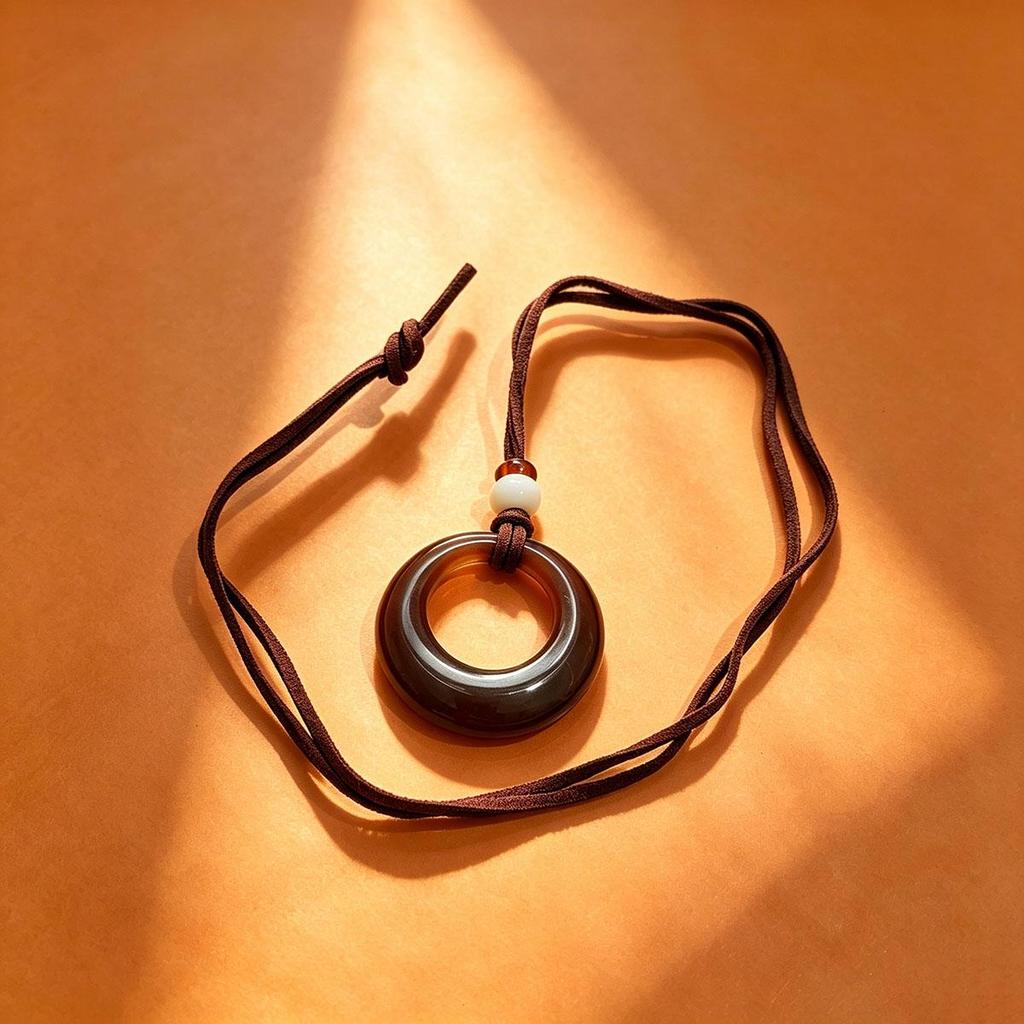 Retro Ethnic Style Brown Circle Necklace Long Fashion Pendant Braided Rope Sweater Chain Simple Daily Accessories Autumn Winter