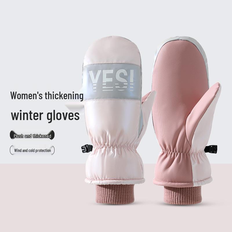 Women's Waterproof Touch Screen Snowboard Gloves – Thick & Warm for Winter Cycling