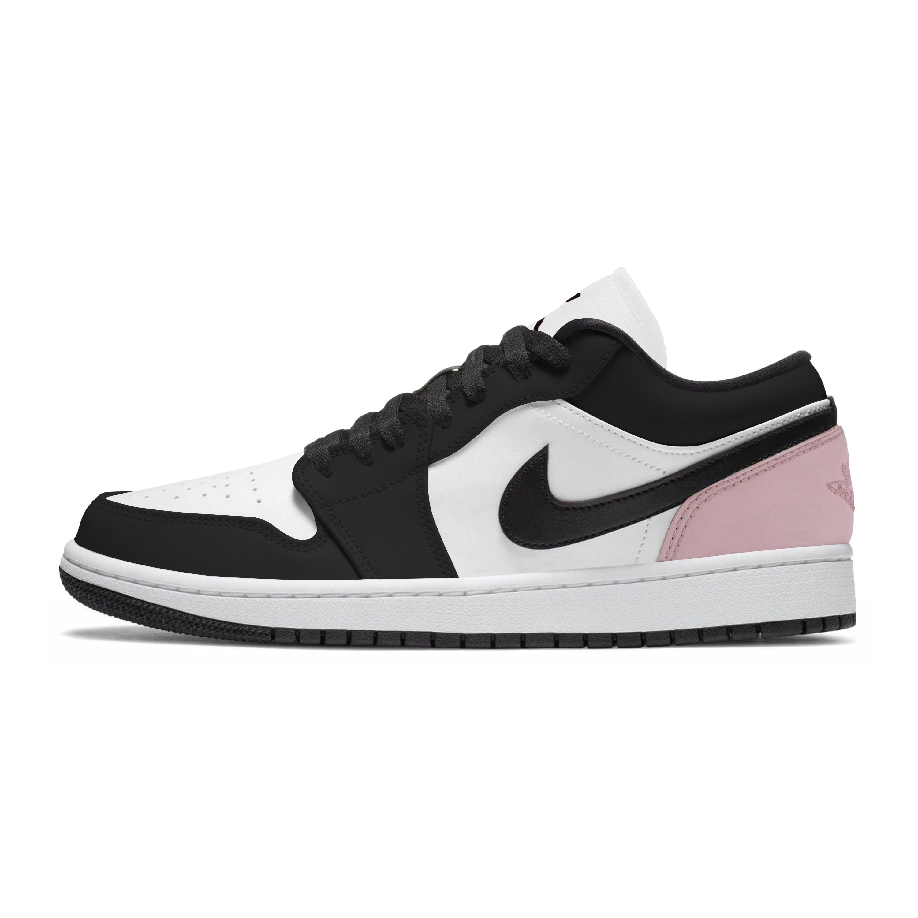 

Jordan Air Jordan 1 Slip Resistant Abrasion Resistant Low top Vintage Basketball Shoes Unisex Black Pink 553558-132(Team963-) 44
