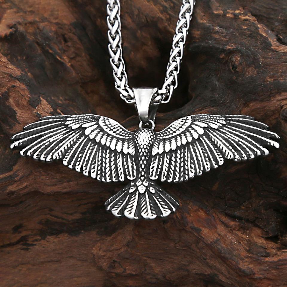 Neue Mode 316L Edelstahl Adler Anhänger Halsketten Für Männer Frauen Hip Hop Biker Wikinger Tier Halskette Party Schmuck Geschenke