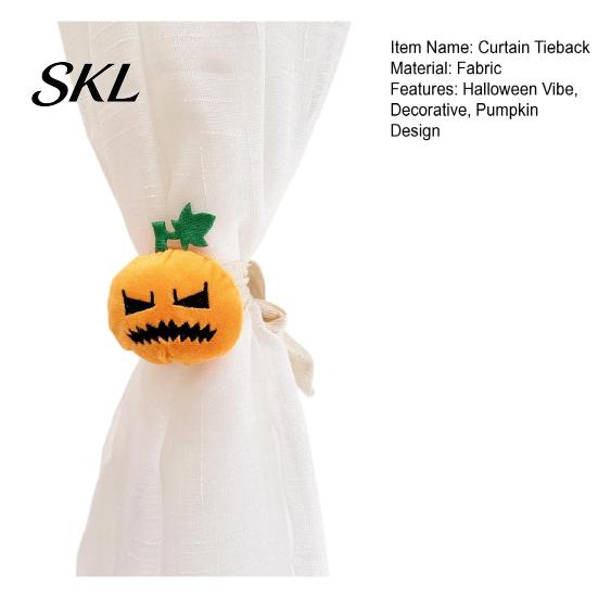 Autumn Curtain Tieback Halloween Pumpkin Tieback, Plush Fabric Strap Durable Holder, Decorative Draperies Holdback for Home Holiday Party Decor Strong