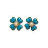 18k Gold Plated Pearl Resin Gradient Flower Stud Earrings with Silver Needles – Retro and Elegant Design.