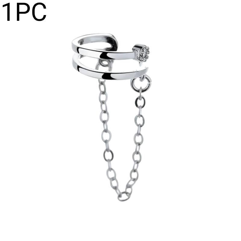 Sparkling Diamond Personalized Doublelayer Chain Cold Style Ear Clip Women Men