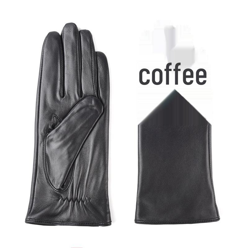 Women's Sheepskin Touch Screen Leather Gloves with Velvet – Perfect Gift