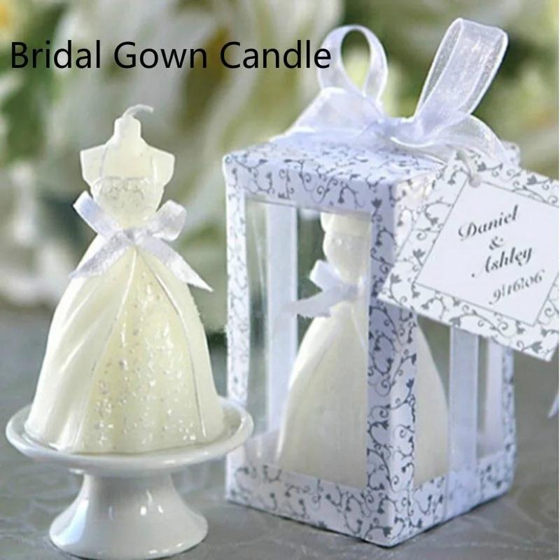Candle Decoration White Romantic Elegant Boxed Bridal Bride Gown Dress Design Candle Wedding Party Home Decor Wedding Decoration