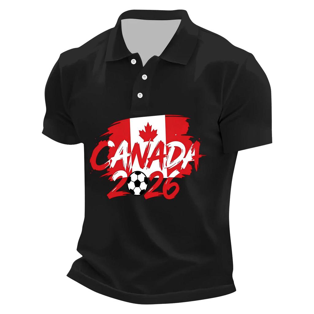 Men's Casual Soccer Print Quick Dry Polo Shirt Lightweight Mesh Breathable Short Sleeve Top for Outdoor Sports and Daily Wear