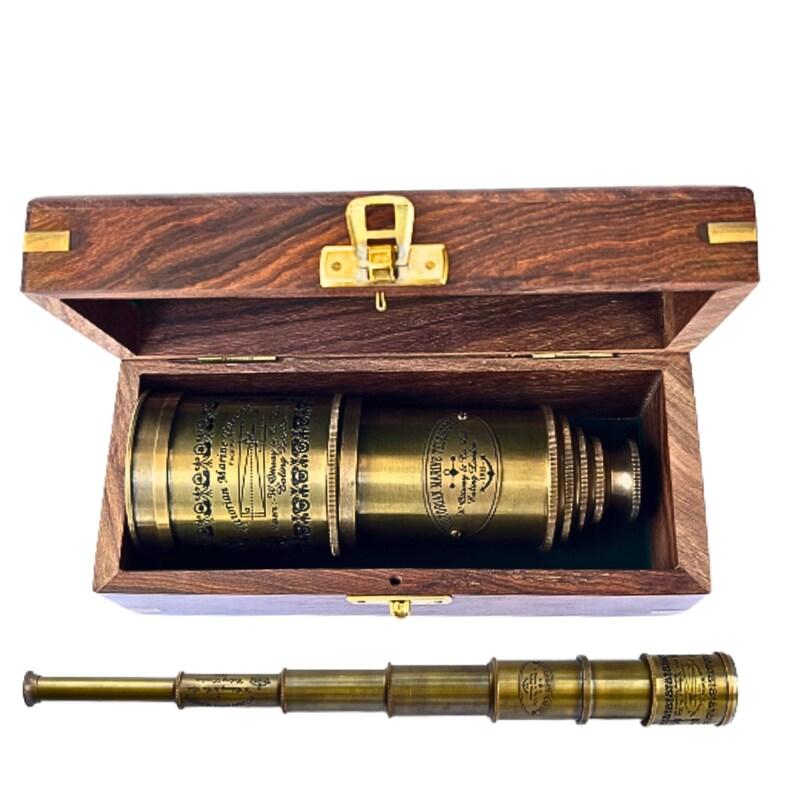 

Brass Working Telescope, Engraved Spyglass, Vintage Maritime Steampunk Present, Gift For Him коричневый