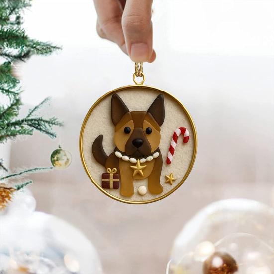 Sea Glass Art Dog Ornament Hanging Dog Sea Glass Christmas Tree Ornament Handcrafted Pet Memorial Decoration for Holiday Home Party Decor