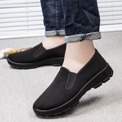 2024 New Spring/Summer Men's Casual Cloth Shoes Labor Protection Work Shoes Men's Black Thick Sole Men's Shoes
