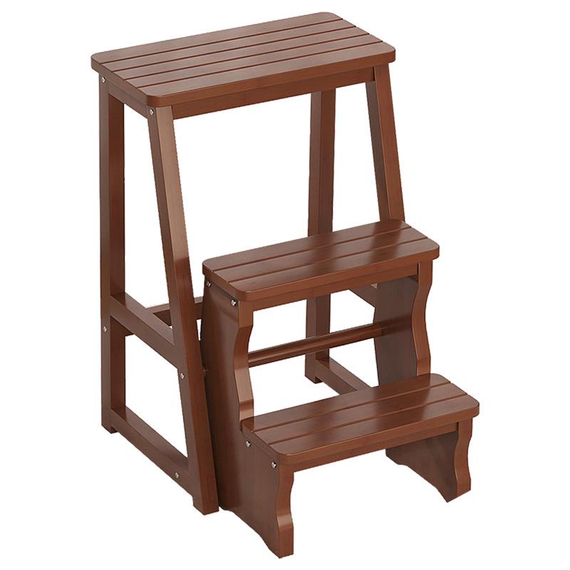 Multi-Functional Folding Indoor Wooden 2-in-1 Step Stool and Ladder - Three-Step Small Climbing Chair
