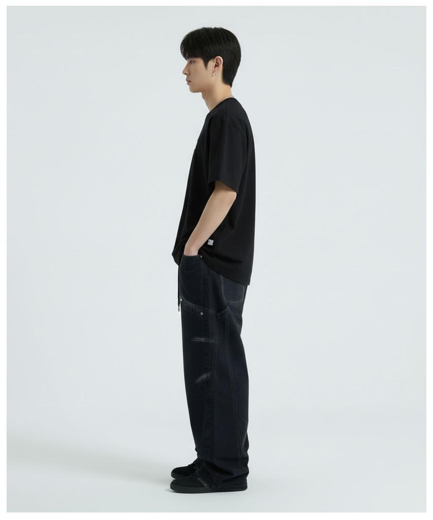 DOUBLE JD Line Washed Denim Pants