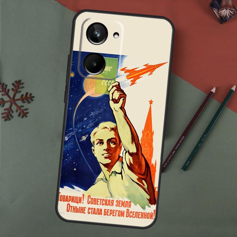 CCCP Soviet Space Propaganda Art Case For Realme C75 C65 C67 C71 C63 C61 C55 C51 C53 C35 11 12 13 14 15 Pro Plus GT6 GT7 Pro