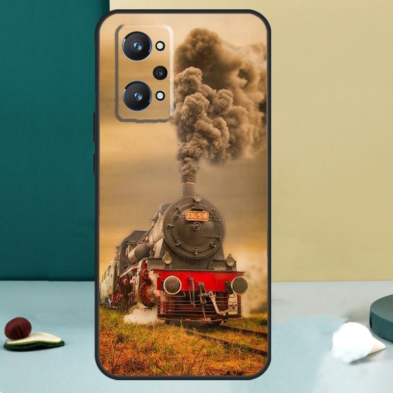 Vintage Steam Train Railway For Realme 14 13 Pro Plus 10 11 12 GT 5 6 6T GT7 Pro C61 C55 C53 C51 C21Y C25S C75 C67 Case