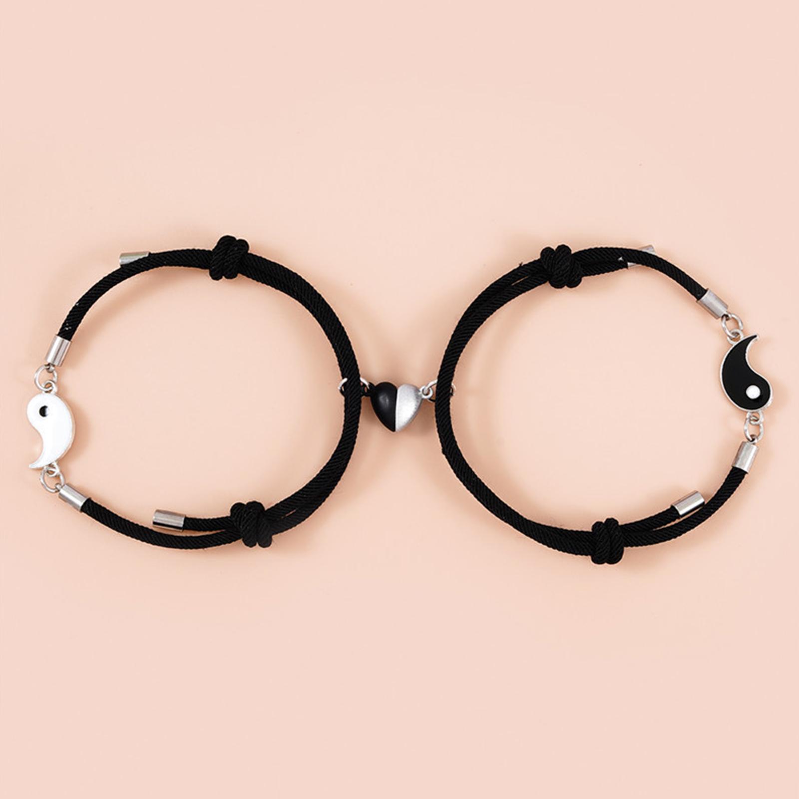 

Соответствующие браслеты Тай Чи Инь Ян Регулируемый магнитный браслет в форме сердца для дружбы, подарок парню, подруге