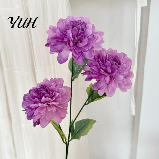 Floral Arrangement Supplies Artificial 3 Head Dahlia Flowers, Realistic Silk Fabric Arrangement, Durable Flowers Adjustable Fake for Home Decor