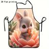 1pc Adorable Rabbit Apron Suitable for Home Kitchen, BBQ, Restaurants & Cafes - Cute Rabbit Print Apron with Rabbit, Bib for Cooking, Gardening, Gift 