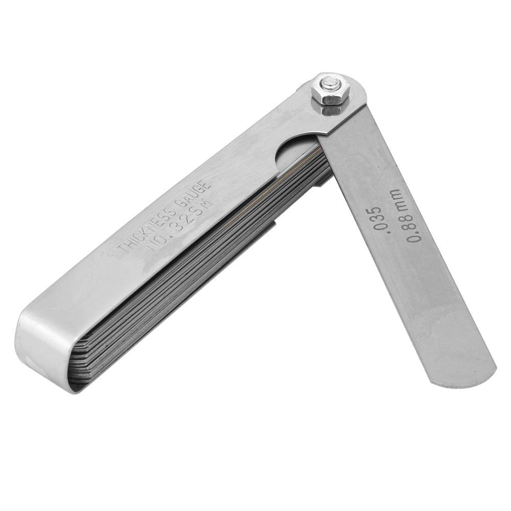 2pcs Stainless Steel Valve Thickness Gauge 32 Blades Gap Measurement Tool Valve Adjustment