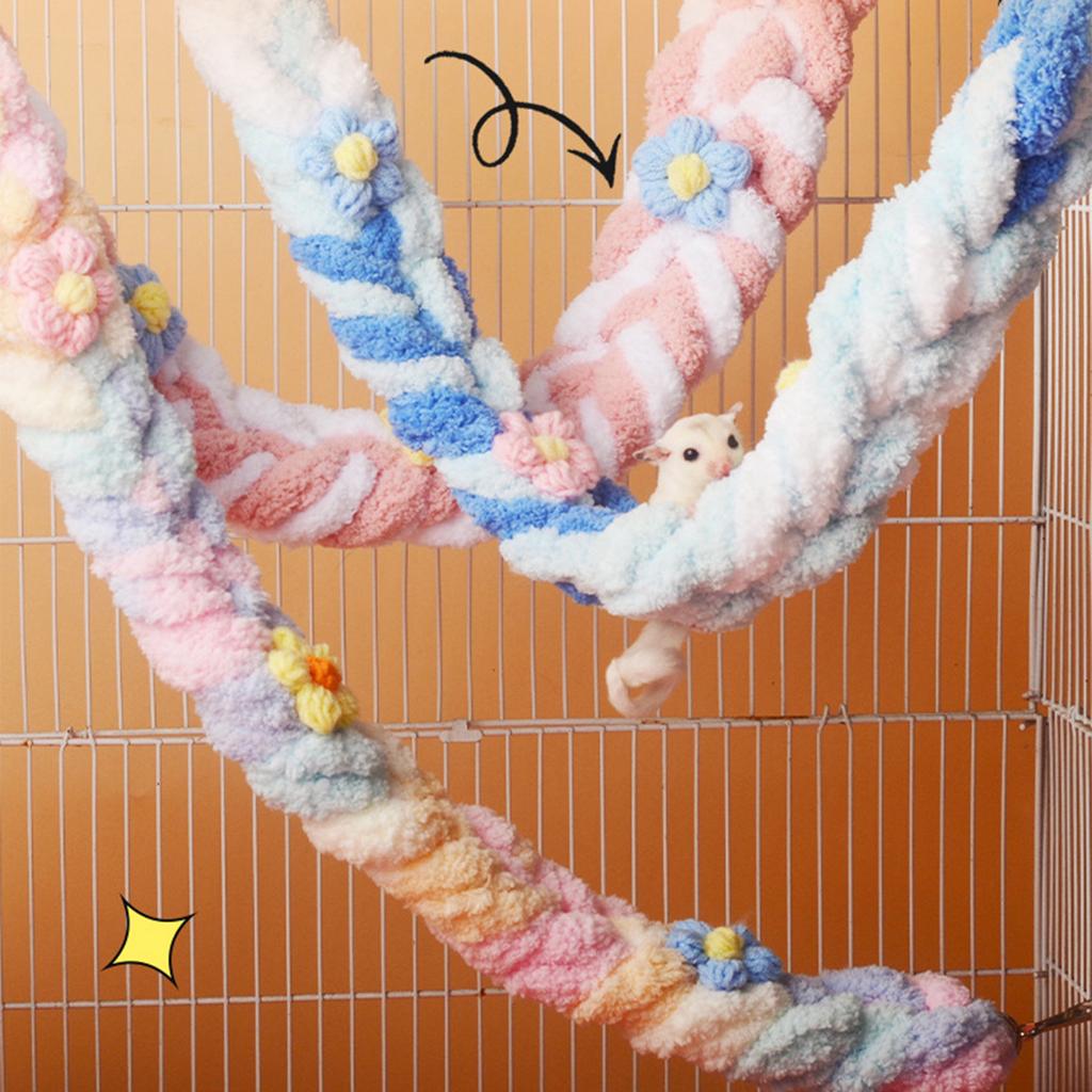 Small Pet Swing Toy Parrots Cage Hanging Rope Hamsters Climbing Rope Toy for Sugar Glider Squirrels Cage Interactive Toy