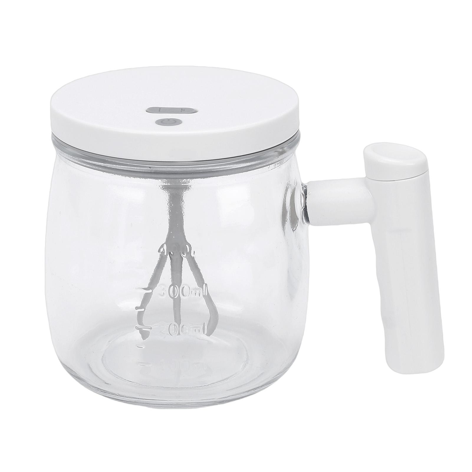 Electric Mixing Mug with Handle Automatic Stirring Glass Cup for Coffee Milk Protein Powder 400ml Capacity Rechargeable White