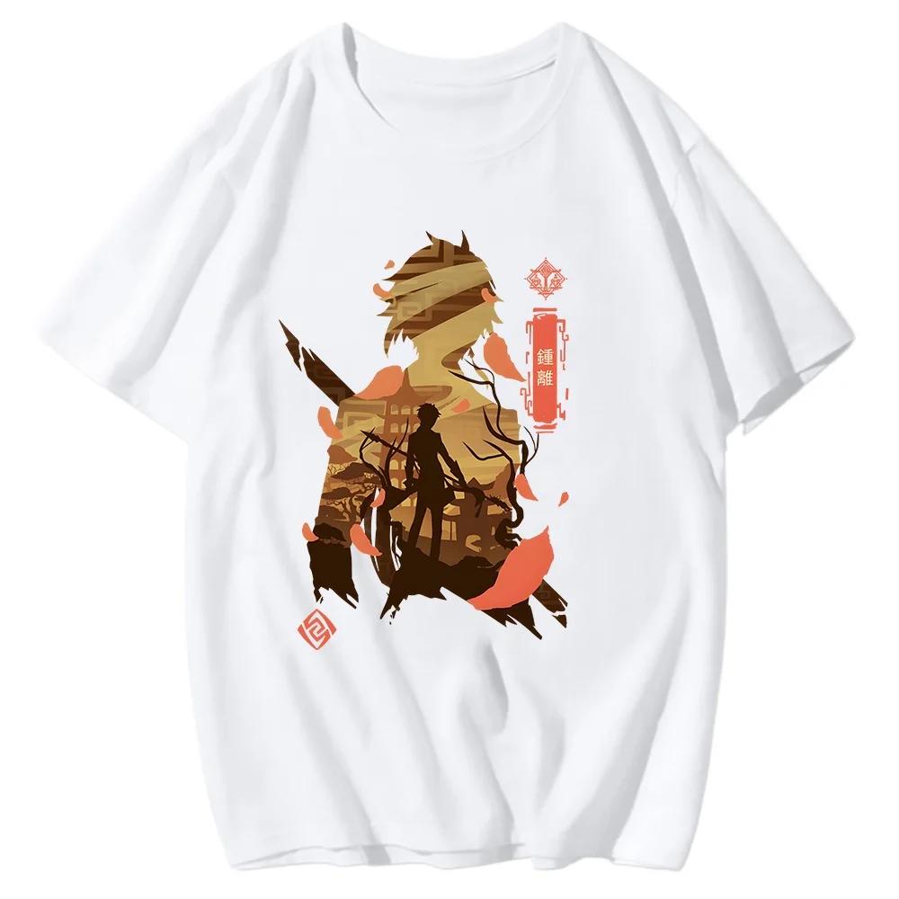 Genshin Impact Printing Tshirts Xiao Venti Print Tee Shirts Hu Tao Zhong Li Graphic T-shirt Kaedehara Kazuha Raiden Shogun Tees