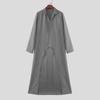 INCERUN Men Lapel Neck Long Sleeve High Splits Irregular Long Shirts Tops