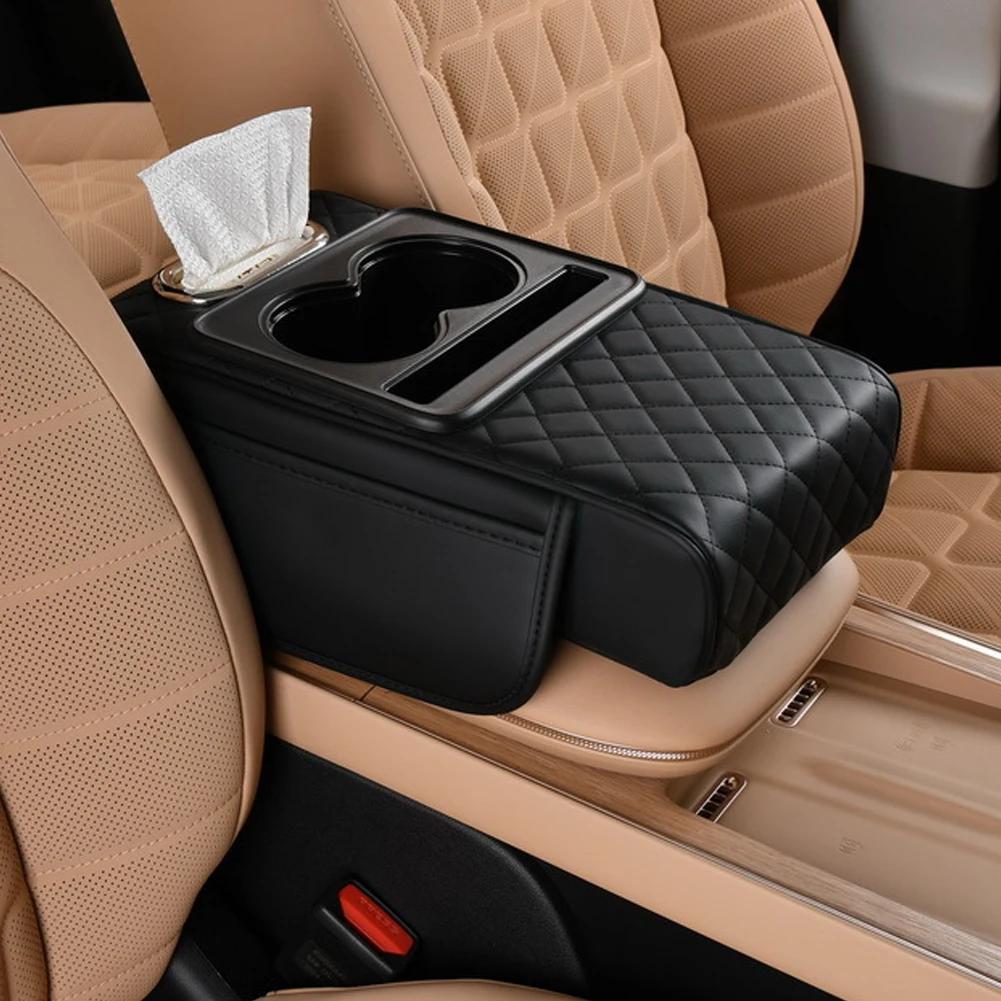 High Quality Car Armrest Cover Thicken Height Pad Arm Rest Cushion with Pocket Tissue Cup Holder Memory Cotton Elbow Support Pad