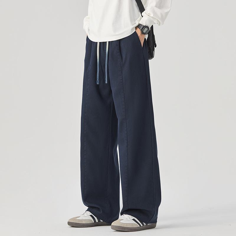 Anyang Lyocell Loose and Breathable Men's Casual Pants Fashionable Solid Color Autumn and Winter Trend Loose and Versatile Straight Tube