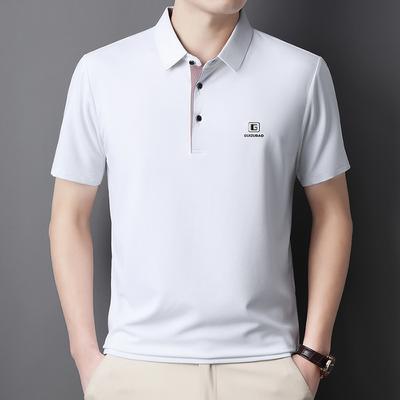 Short Sleeve T-Shirt Men'S Casual Business Blue Men'S Lapel Non-Marking Polo Shirt