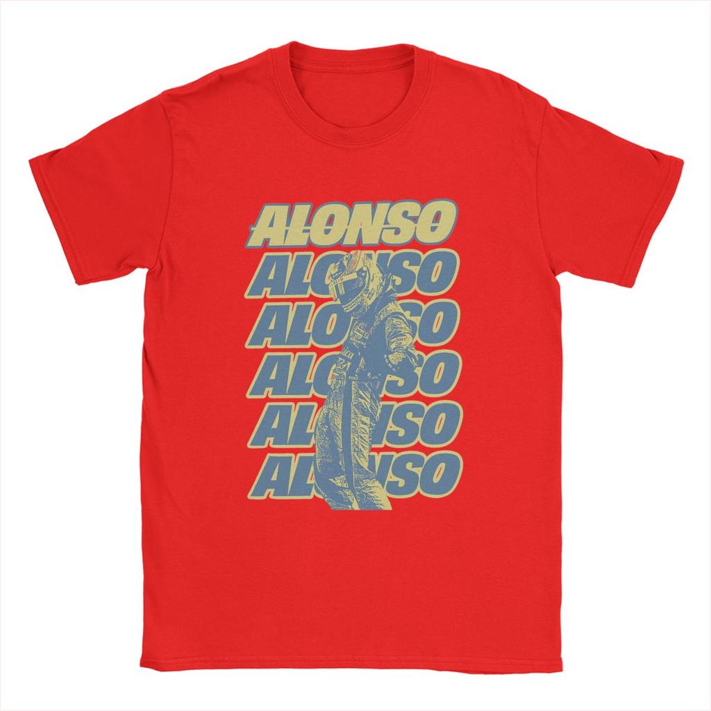 Men T-Shirt Fernando Racing Alonsos Retro Driver Cool Cotton Tee Shirt Short Sleeve 14 Cars T Shirts Crewneck Clothing Printed