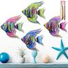 4 Pcs Wooden Fish Wall Decor Coastal Tropical Fish Wall Art Nautical Beach Theme Ocean Animal Hanging Sculpture for Bathroom Living Room Patio Decor