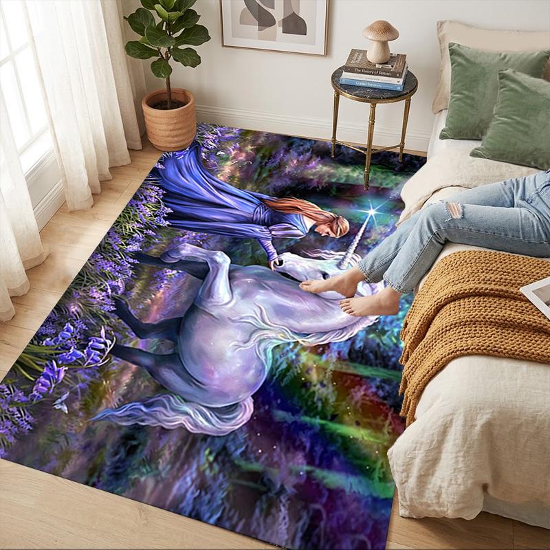 Unicorn Fantasy Living Room Nonslip Area Rug Soft Carpet For Bedroom Game Playroom Sofa Office Home Decor Doormat Christmas Gift