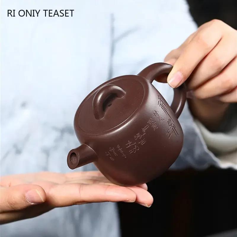 160ml Yixing Purple Clay Teapots Beauty Tea Infuser Kettle Handmade Raw Ore Old Purple Mud Tea Pot Chinese Zisha Tea Set