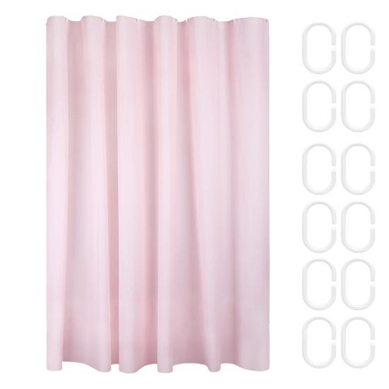 1 zestaw zasłony prysznicowej z 12 kółkami do zawieszania Jednolity kolor Pogrubiona Wodoodporna Bez dziurkowania