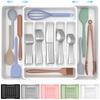 ukeetap Extra Large Expandable Silverware Organizer, BPA-Free Food-Safe Cutlery Flatware Organizer, Kitchen Utensil Drawer Organizer, Adjustable