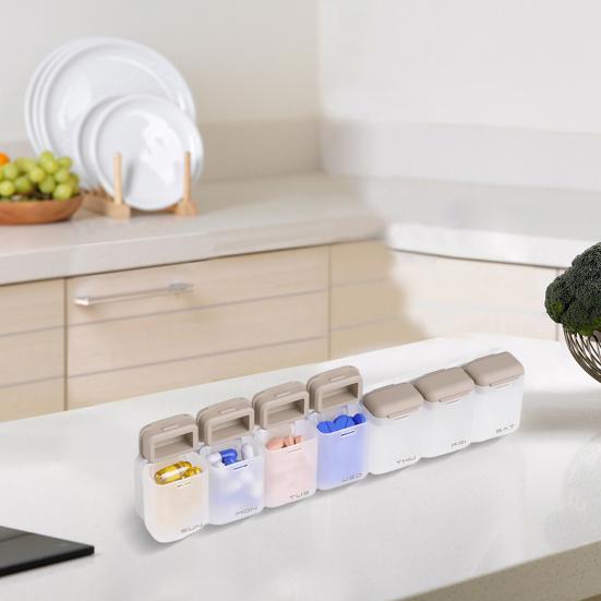 Yousheng Magnetic Weekly Pill Organizer Portable Travel Pill Case Once Daily Medication Dispenser Container Capsule Pill Management Storage Box