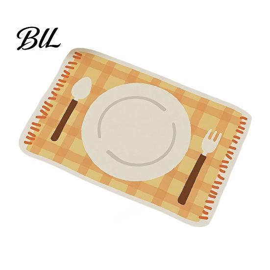 Artificial Leather Placemat Rectangular Plaid Placemat, Heat Resistant Non-Slip Colorful Dining Cute Tableware Blue And White Patterns, Table