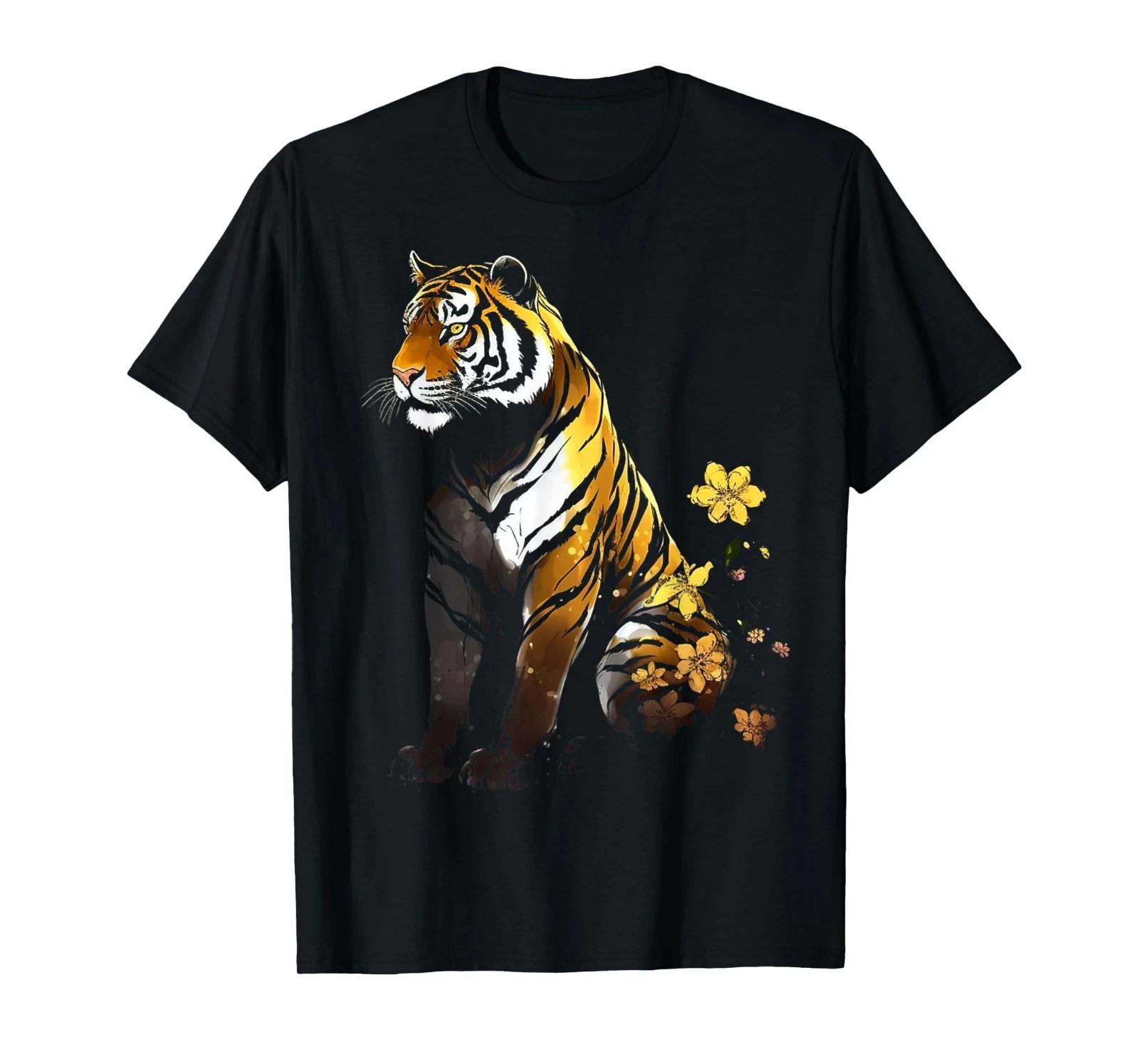 

Tiger Artwork Flowers - Animal Art Tiger T-Shirt 3XL