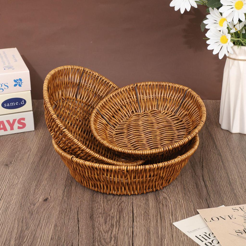 Coș de fructe și legume țesut manual din ratan Chao, în stil pastoral