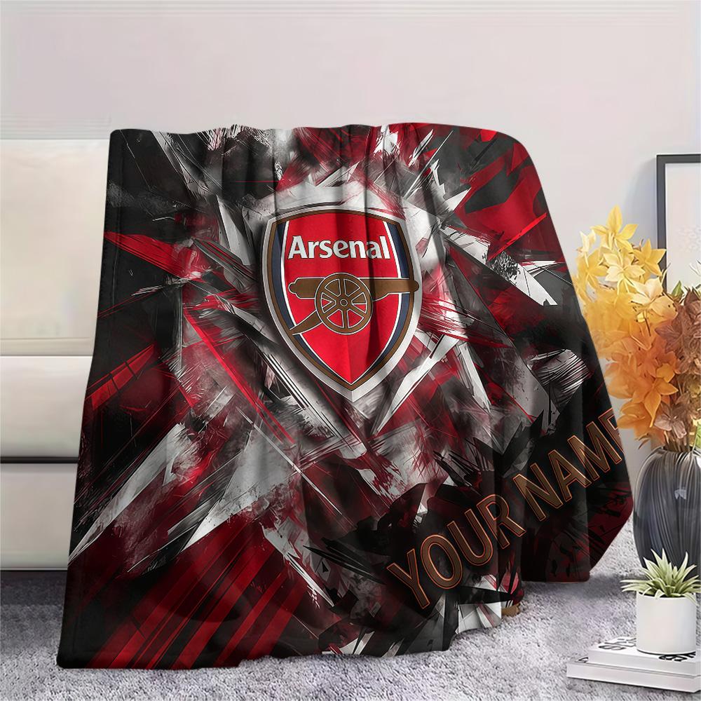 Custom Name Arsenal Football Club Flannel Blanket, High Quality Comfortable for All Seasons, Home Decor, Warmth and Comfort