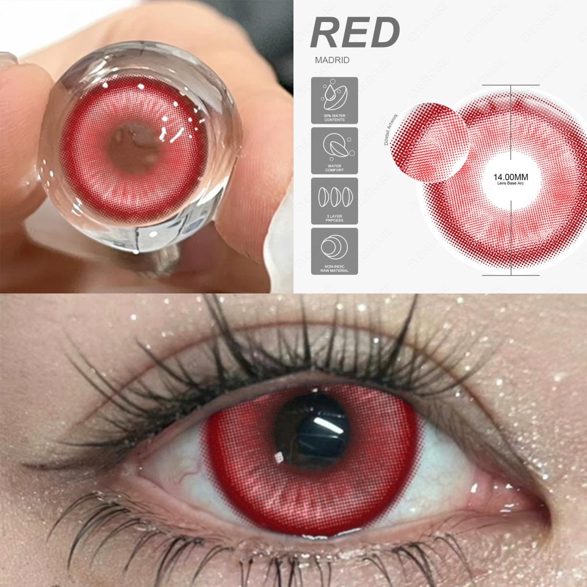 

EYESHARE Модные Цветные Контактные Линзы Хэллоуинские Контактные Линзы Красные Линзы Призрачно-Зеленые Линзы Цветные Линзы для Косплея Персонажей Комиксов 1 Пара