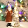 LED Light Up Christmas Tree with Santa Resin Standing Santa Claus Figure with Lighted Tree Figurine for Indoor Tabletop Holiday Decoration