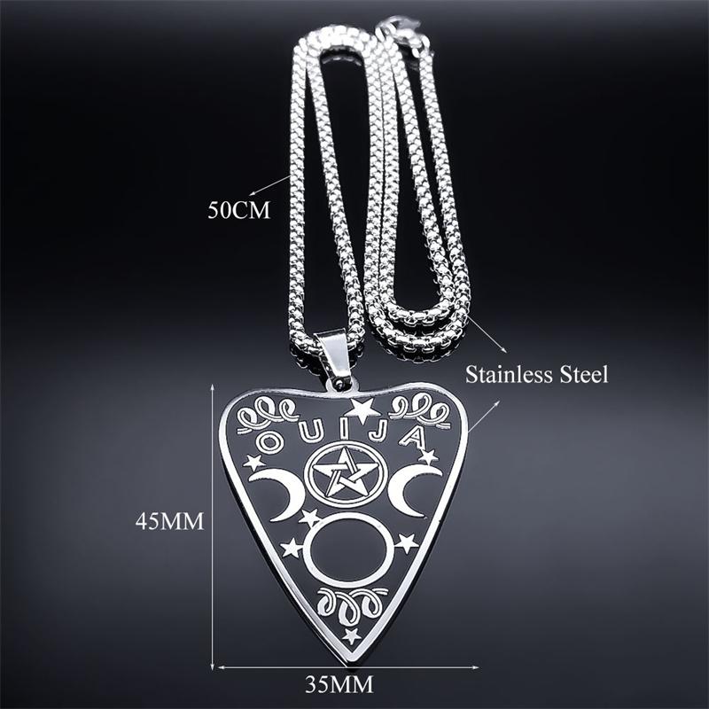 Witch Divination Ouija Board Necklace Stainless Steel Magic Planchette Triple Moon Goddess Necklaces Gothic Gift Jewelry colar