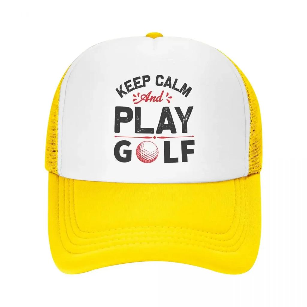 Custom Punk Keep Calm And Play Golf Baseball Cap for Unisex Women Breathable Trucker Hat Outdoor Snapback Dad Hat