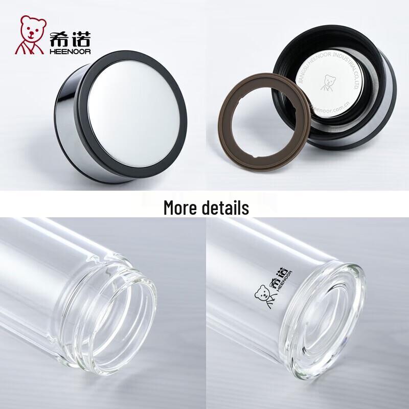 HEENOOR Portable Double Wall Glass Tea Infuser Bottle 360ml