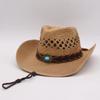 Lightweight Breathable Wide Brim Sun Hat Hand-Woven Belt Decorated Large Brim Straw Western Cowboy Hat for Men and Women Couples Outdoor