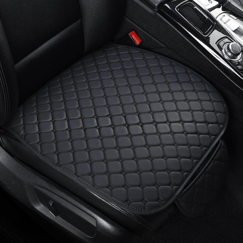 1PC Car Seat Cushion Four Seasons Universal Leather Rhombus Embroidered Seat Cushion Non-slip Cushion Seat Cover